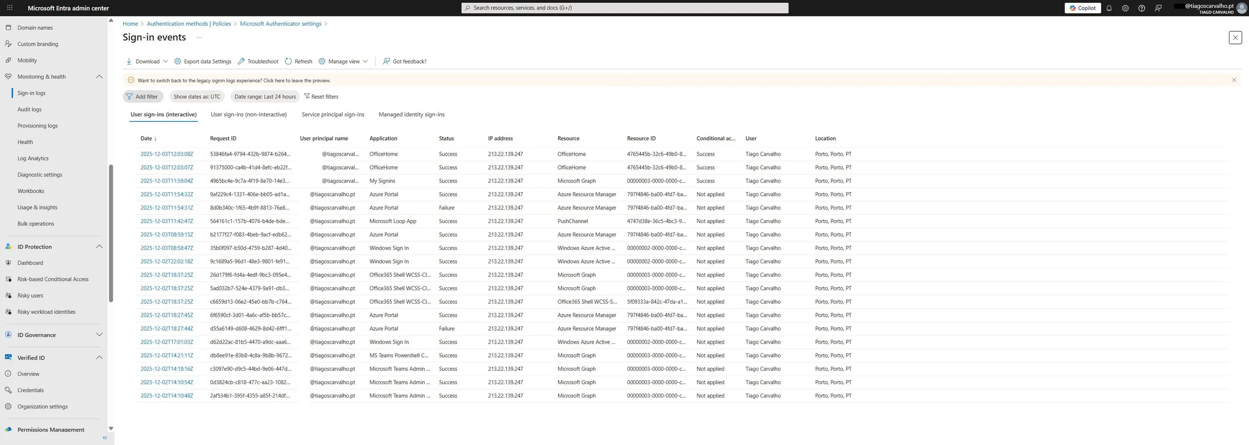 Entra sign-in logs