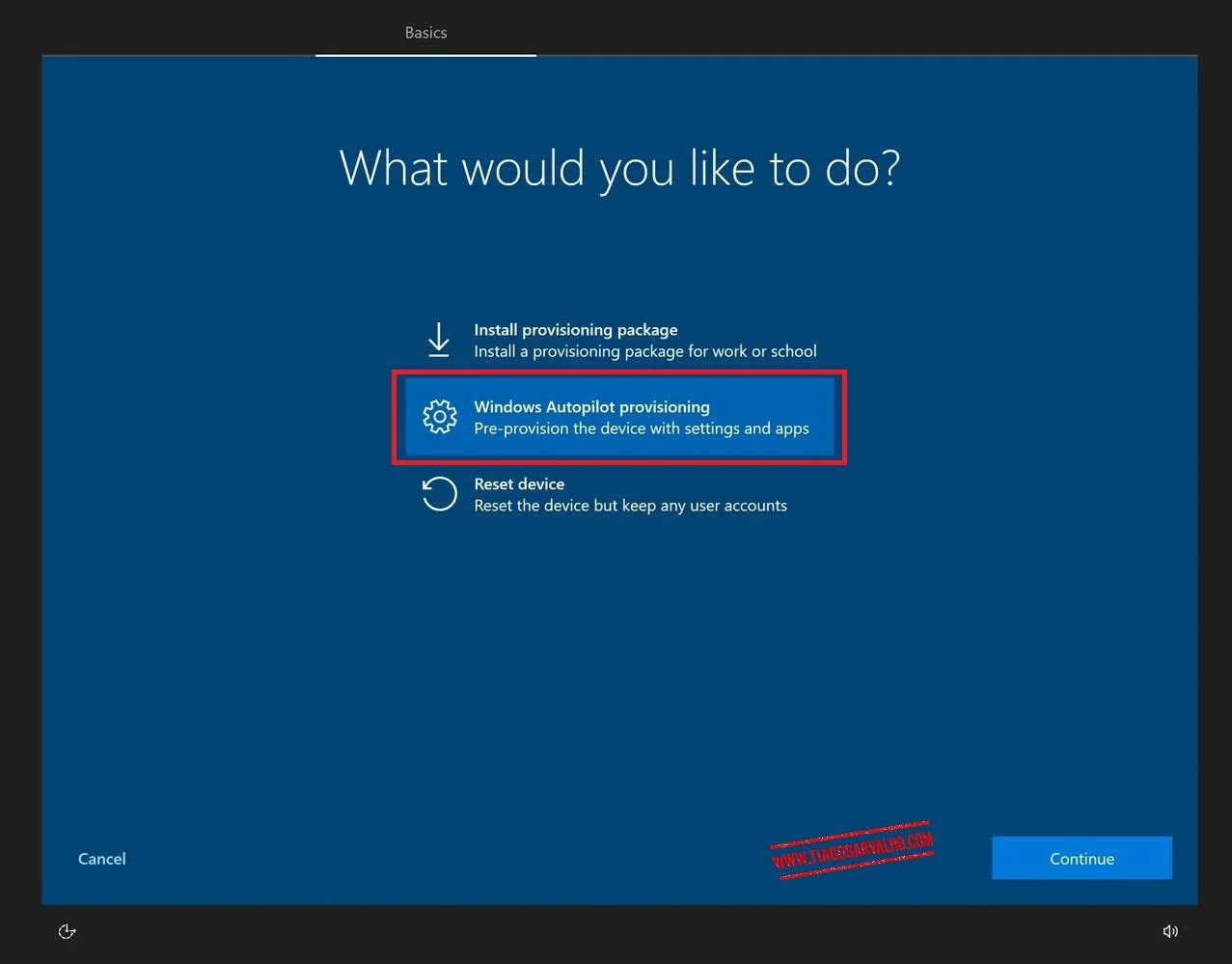 Windows Autopilot Enrollment Status Page showing three phases: device preparation complete, device setup in progress, and account setup waiting