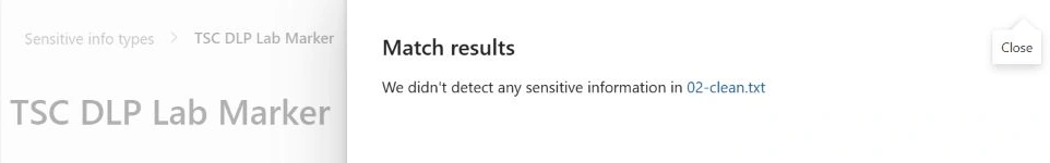 Purview reports no sensitive information detected in 02-clean.txt